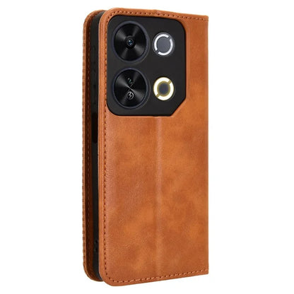 For itel P65 P671L Leather Case Wallet Stand Retro Texture Phone Cover