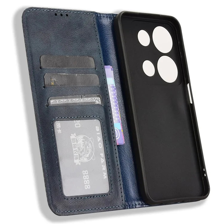 For itel P65 P671L Leather Case Wallet Stand Retro Texture Phone Cover