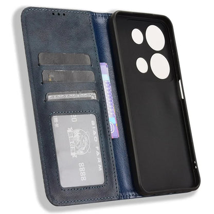 For itel P65 P671L Leather Case Wallet Stand Retro Texture Phone Cover