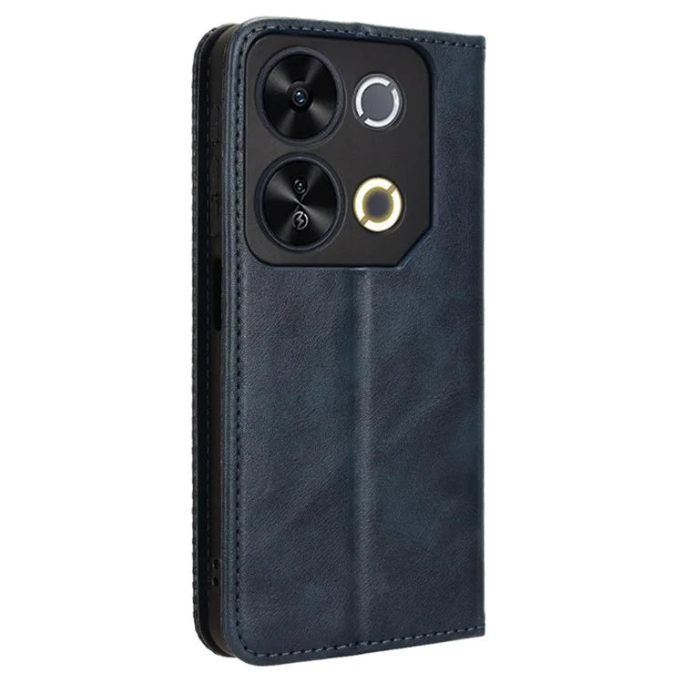 For itel P65 P671L Leather Case Wallet Stand Retro Texture Phone Cover