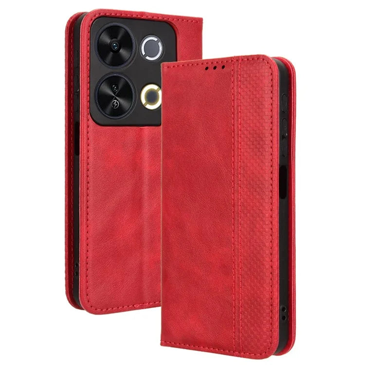 For itel P65 P671L Leather Case Wallet Stand Retro Texture Phone Cover