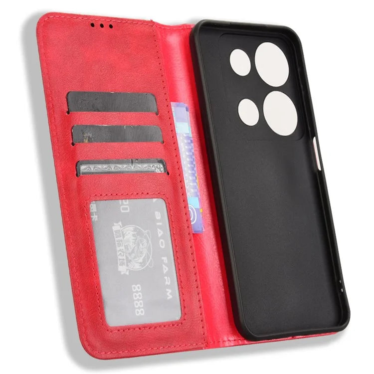 For itel P65 P671L Leather Case Wallet Stand Retro Texture Phone Cover