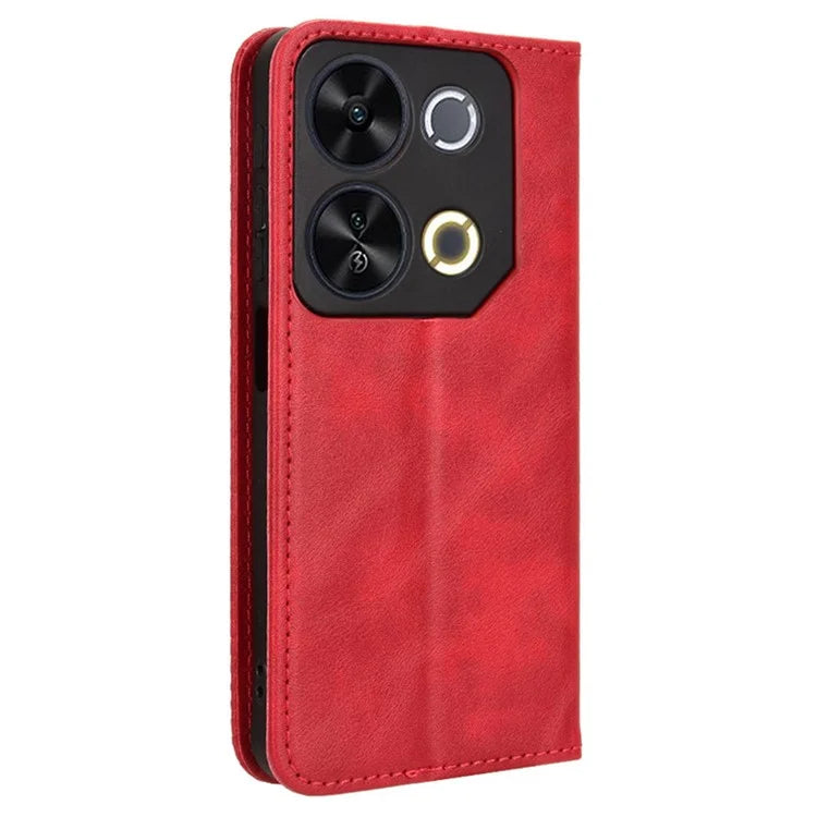 For itel P65 P671L Leather Case Wallet Stand Retro Texture Phone Cover