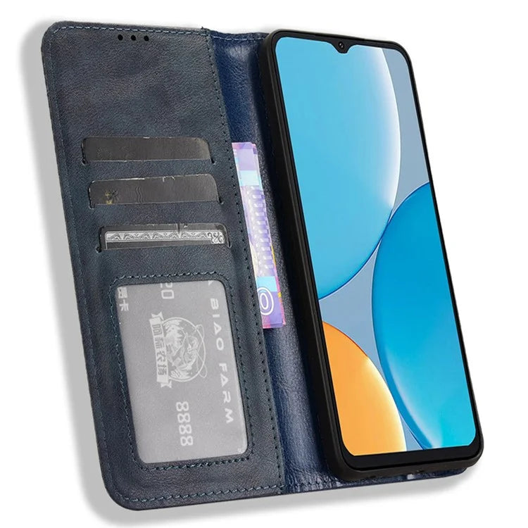 For itel A50C A669L Leather Case Wallet Stand Retro Texture Phone Cover