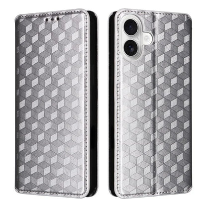 For iPhone 16 Plus Wallet Case Rhombus Imprinted Leather Phone Cover
