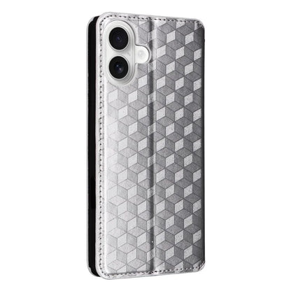 For iPhone 16 Wallet Case Rhombus Imprinted Leather Phone Cover