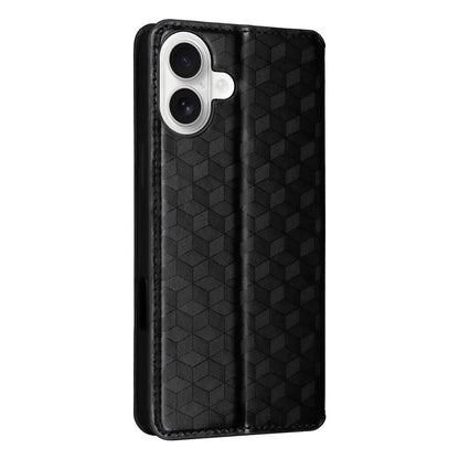 For iPhone 16 Wallet Case Rhombus Imprinted Leather Phone Cover