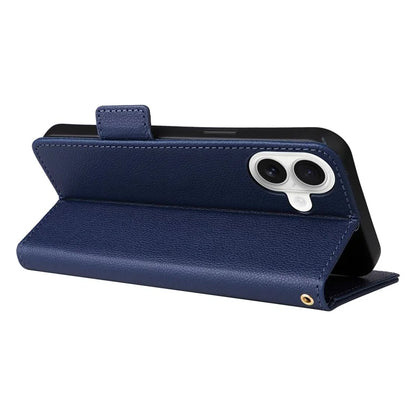 For iPhone 16 Plus Case Litchi Texture PU Leather Wallet Flip Phone Cover