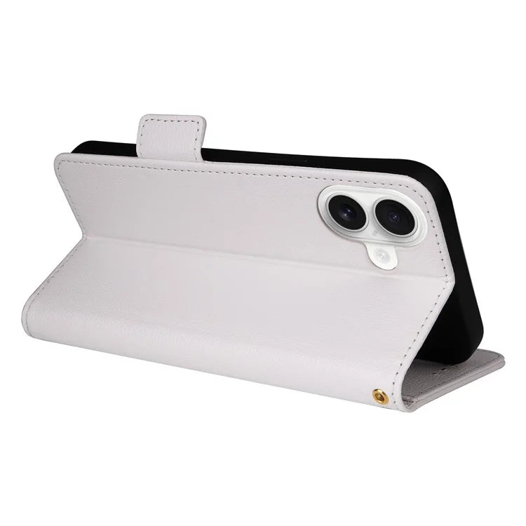 For iPhone 16 Plus Case Litchi Texture PU Leather Wallet Flip Phone Cover