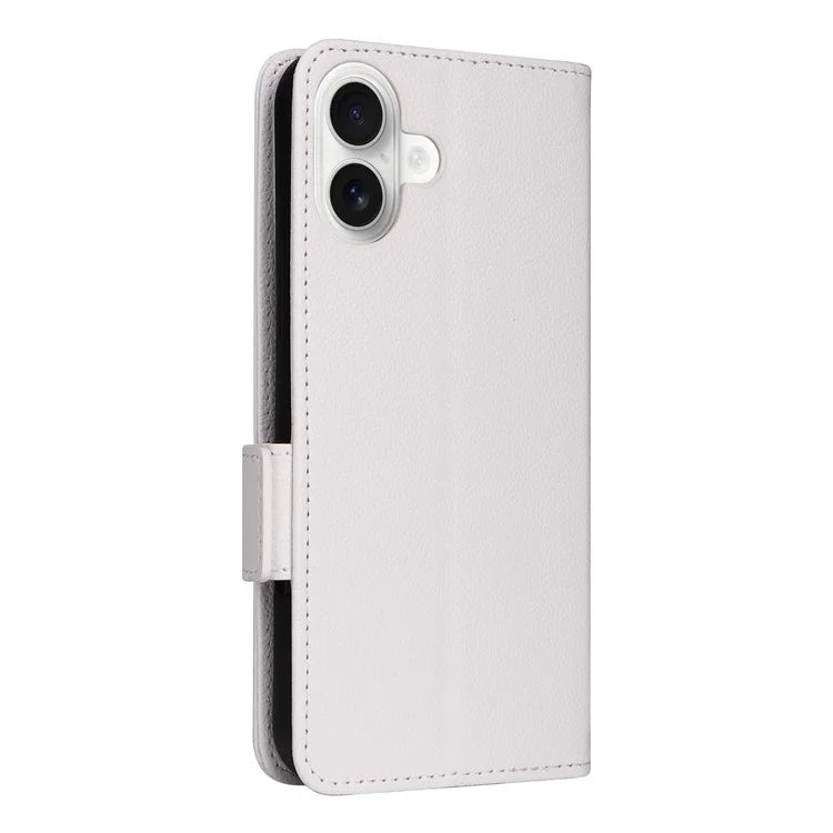 For iPhone 16 Plus Case Litchi Texture PU Leather Wallet Flip Phone Cover