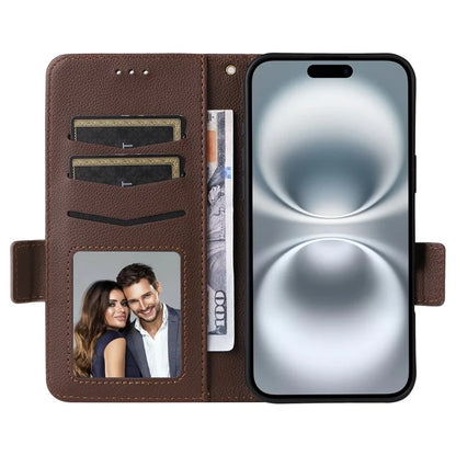 For iPhone 16 Plus Case Litchi Texture PU Leather Wallet Flip Phone Cover