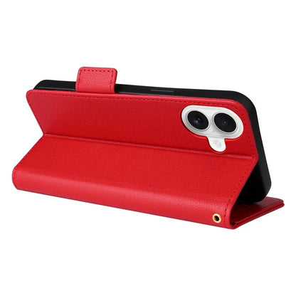 For iPhone 16 Plus Case Litchi Texture PU Leather Wallet Flip Phone Cover