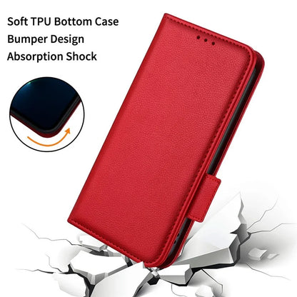 For iPhone 16 Plus Case Litchi Texture PU Leather Wallet Flip Phone Cover