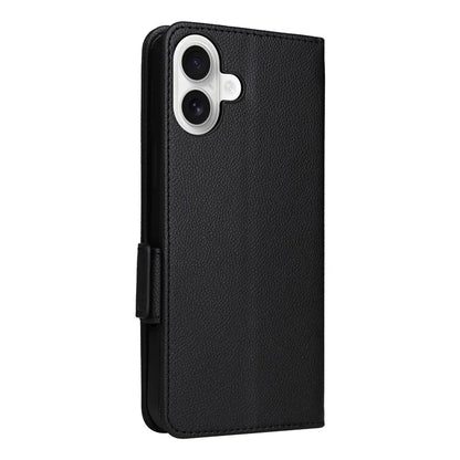 For iPhone 16 Plus Case Litchi Texture PU Leather Wallet Flip Phone Cover