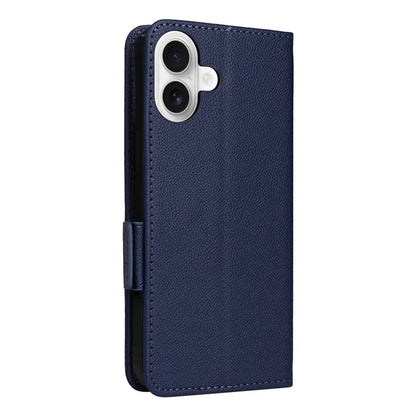For iPhone 16 Case Litchi Texture PU Leather Wallet Flip Phone Cover