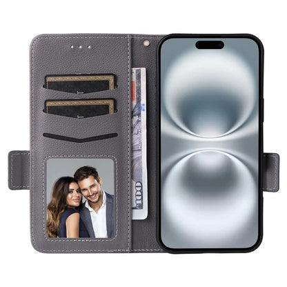 For iPhone 16 Case Litchi Texture PU Leather Wallet Flip Phone Cover