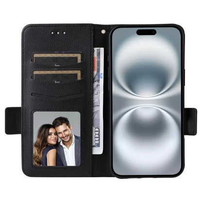 For iPhone 16 Case Litchi Texture PU Leather Wallet Flip Phone Cover
