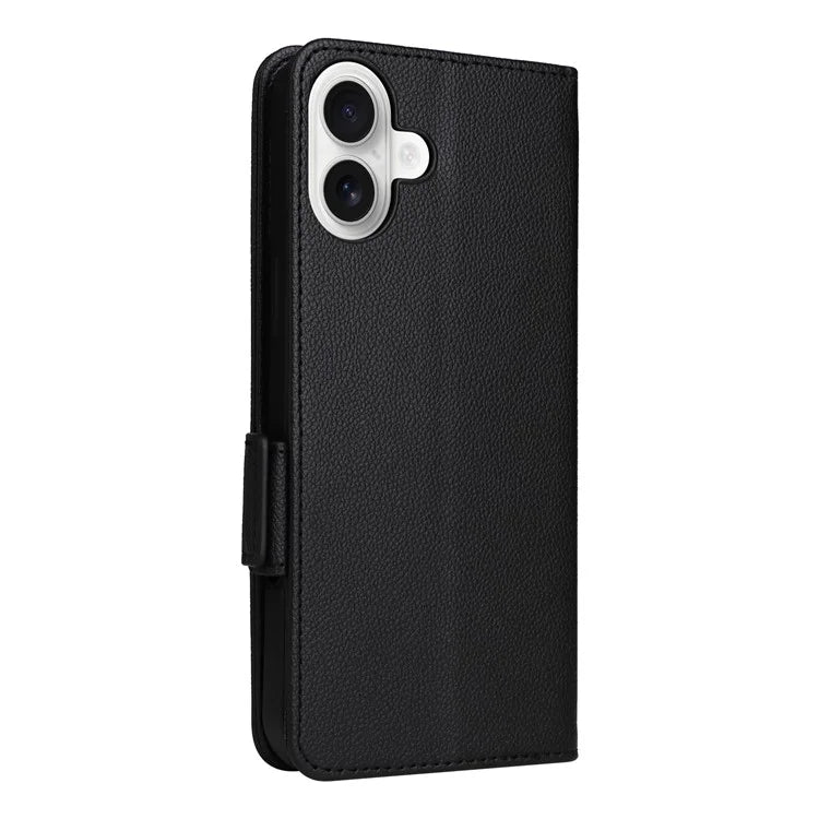 For iPhone 16 Case Litchi Texture PU Leather Wallet Flip Phone Cover