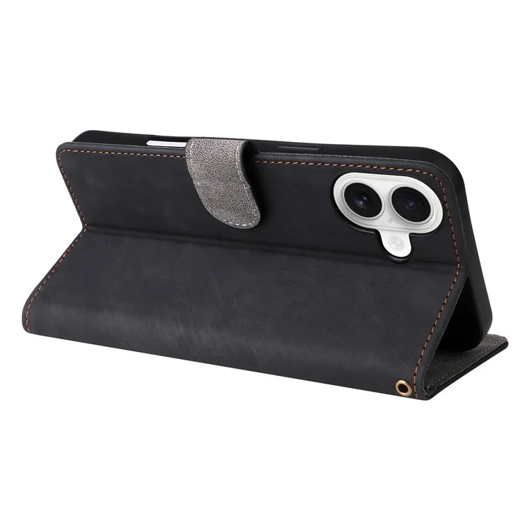 For iPhone 16 Wallet Case RFID Blocking PU Leather Cover Stand View
