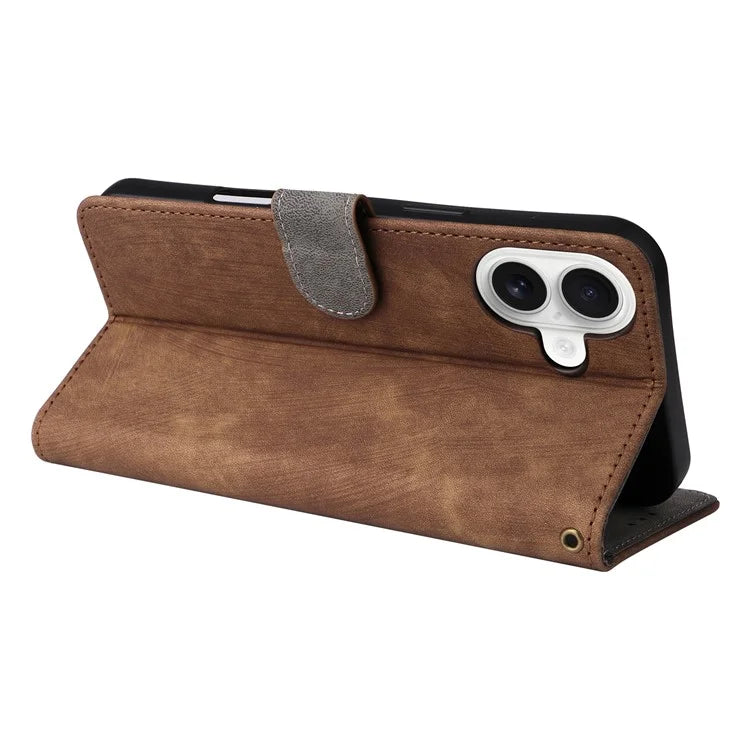 For iPhone 16 Wallet Case RFID Blocking PU Leather Cover Stand View