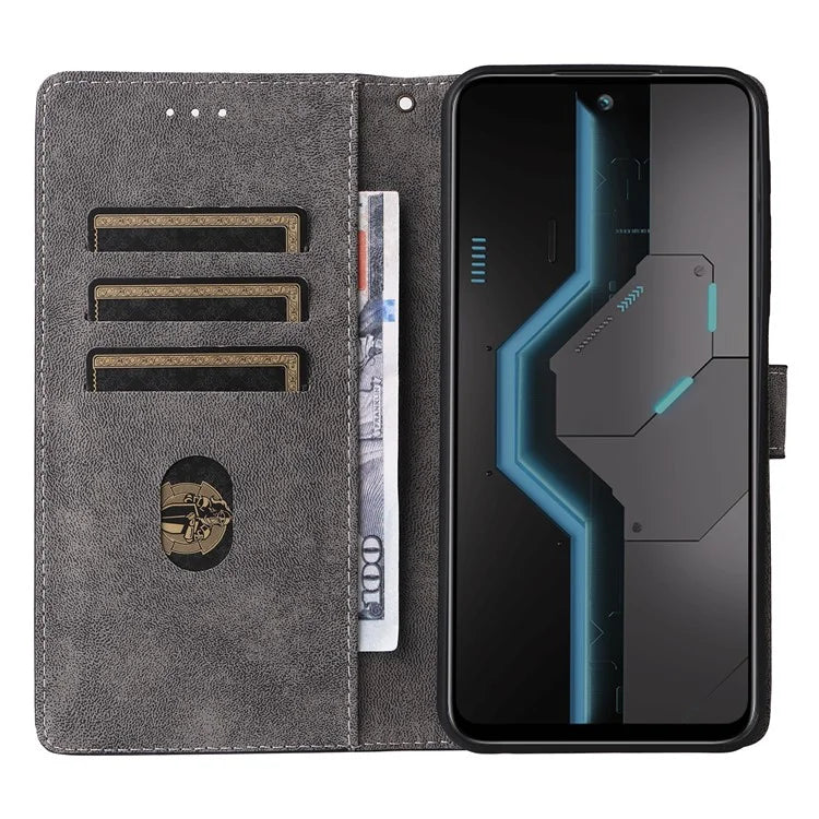 For itel P65 P671L Wallet Case RFID Blocking PU Leather Cover Stand View