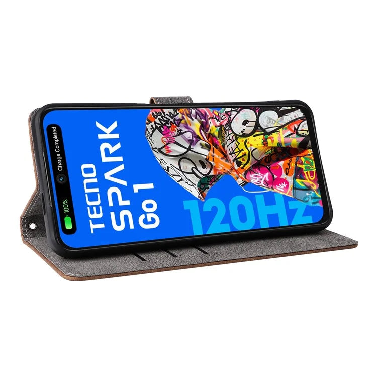 For TECNO Spark Go 2025 / Spark Go 1 / Pop 9 Wallet Case RFID Blocking PU Leather Cover Stand View