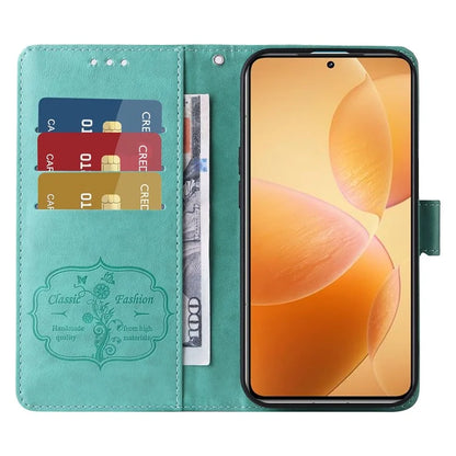 For Xiaomi 14T Pro Leather Case Butterfly Floral Imprint Wallet Stand Cover