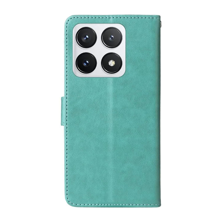 For Xiaomi 14T Pro Leather Case Butterfly Floral Imprint Wallet Stand Cover