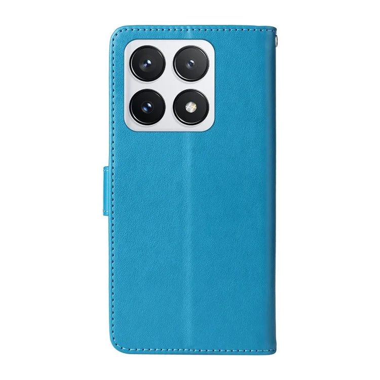 For Xiaomi 14T Pro Leather Case Butterfly Floral Imprint Wallet Stand Cover