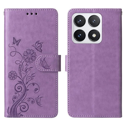 For Xiaomi 14T Pro Leather Case Butterfly Floral Imprint Wallet Stand Cover