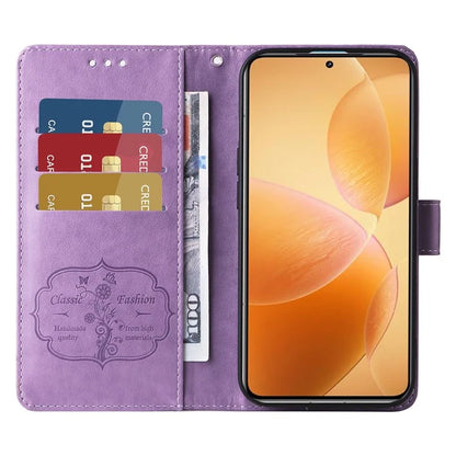 For Xiaomi 14T Pro Leather Case Butterfly Floral Imprint Wallet Stand Cover
