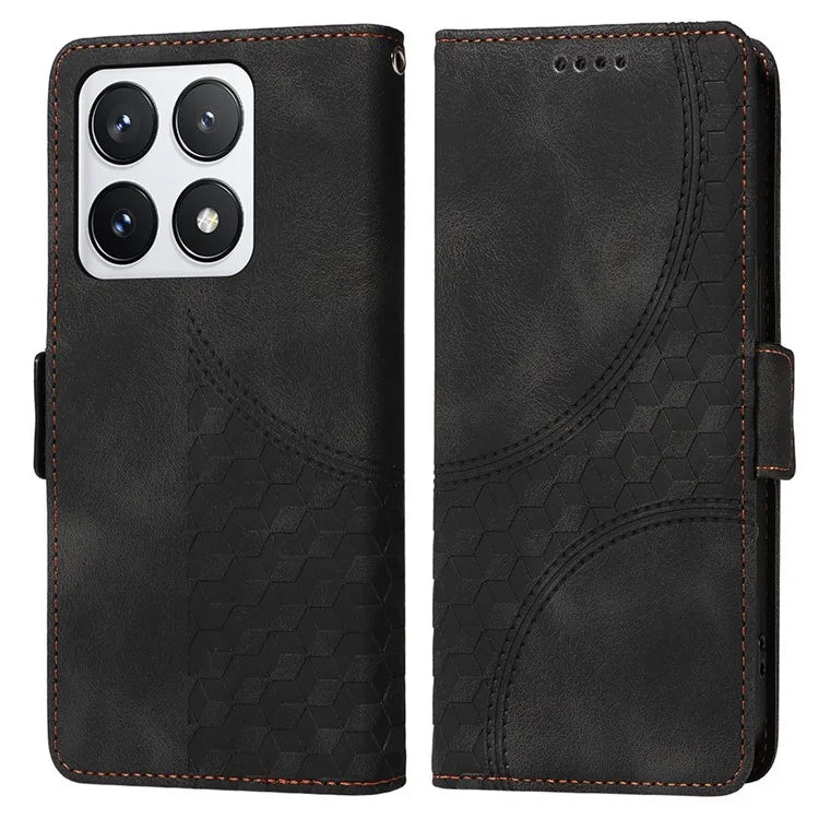 For Xiaomi 14T Pro Case PU Leather Phone Cover Rhombus Starry Imprinted