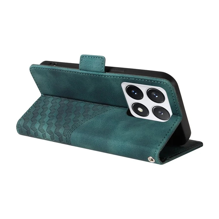 For Xiaomi 14T Pro Case PU Leather Phone Cover Rhombus Starry Imprinted