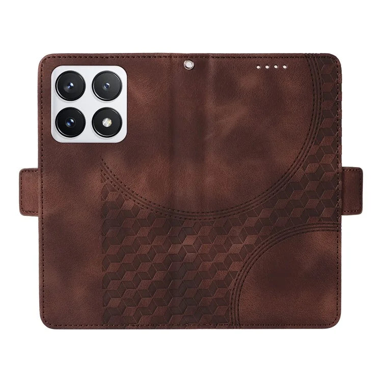 For Xiaomi 14T Pro Case PU Leather Phone Cover Rhombus Starry Imprinted