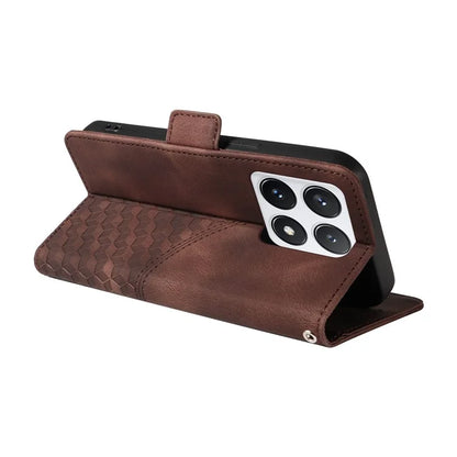 For Xiaomi 14T Pro Case PU Leather Phone Cover Rhombus Starry Imprinted