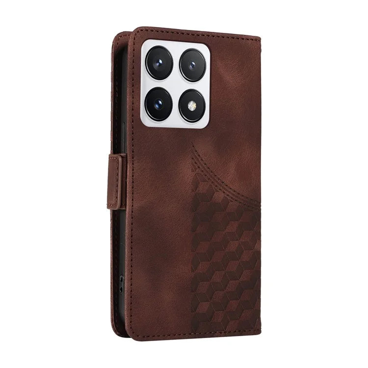 For Xiaomi 14T Pro Case PU Leather Phone Cover Rhombus Starry Imprinted