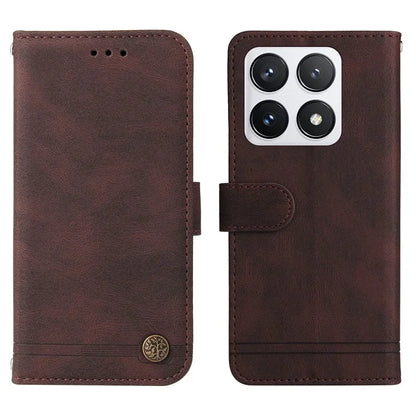 For Xiaomi 14T Pro Wallet Case Skin-Touch Leather Phone Cover Tree Pattern Hardware