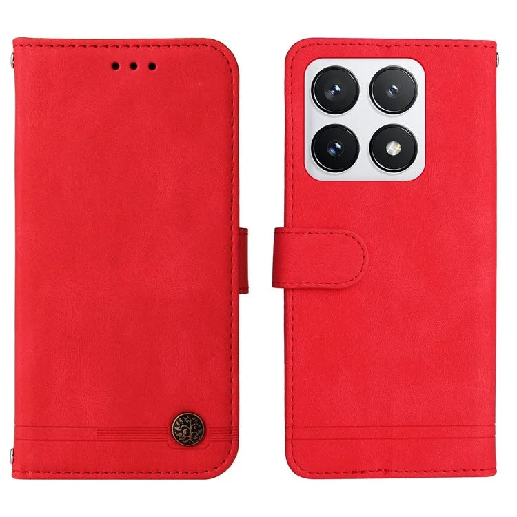 For Xiaomi 14T Pro Wallet Case Skin-Touch Leather Phone Cover Tree Pattern Hardware