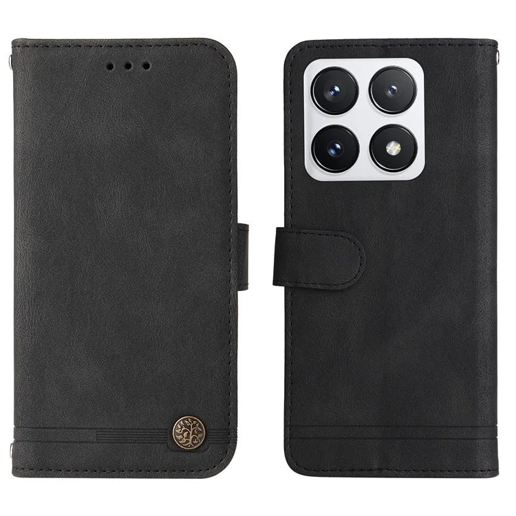 For Xiaomi 14T Pro Wallet Case Skin-Touch Leather Phone Cover Tree Pattern Hardware