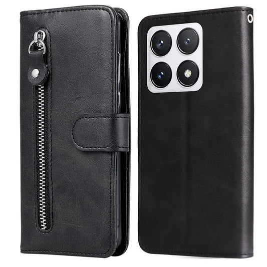For Xiaomi 14T Pro Case Zipper Wallet Calf Texture PU Leather Phone Cover