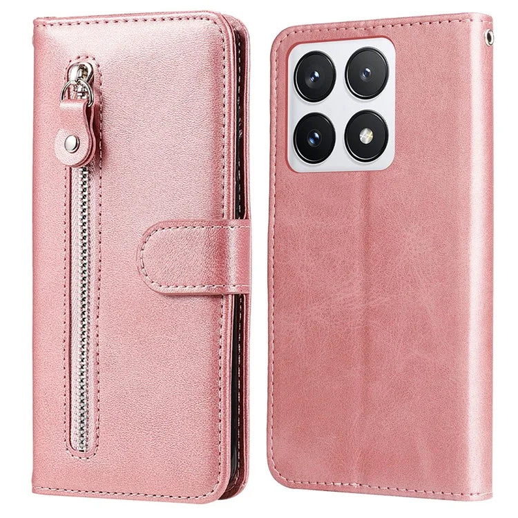For Xiaomi 14T Pro Case Zipper Wallet Calf Texture PU Leather Phone Cover