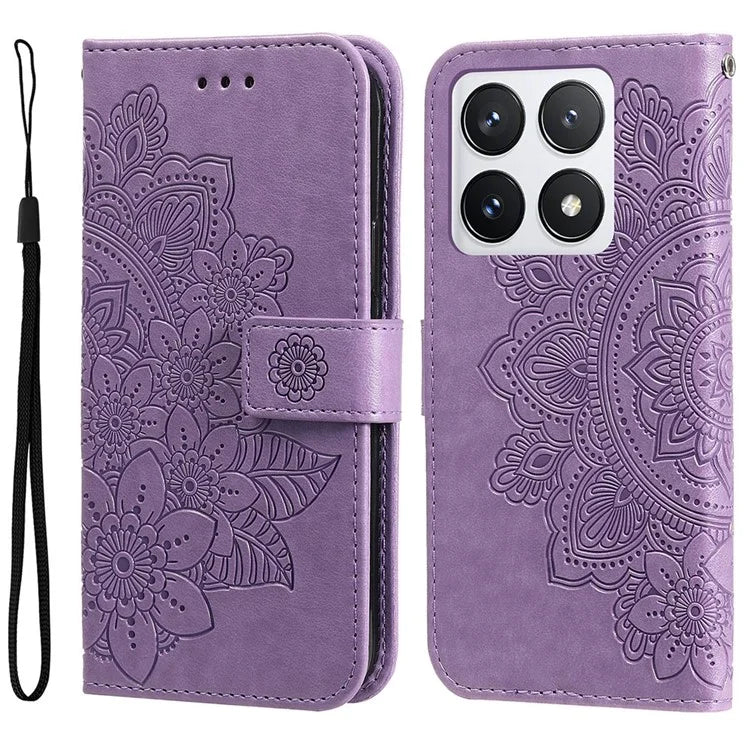 For Xiaomi 14T Pro Case PU Leather Wallet Floral Phone Cover Stand View
