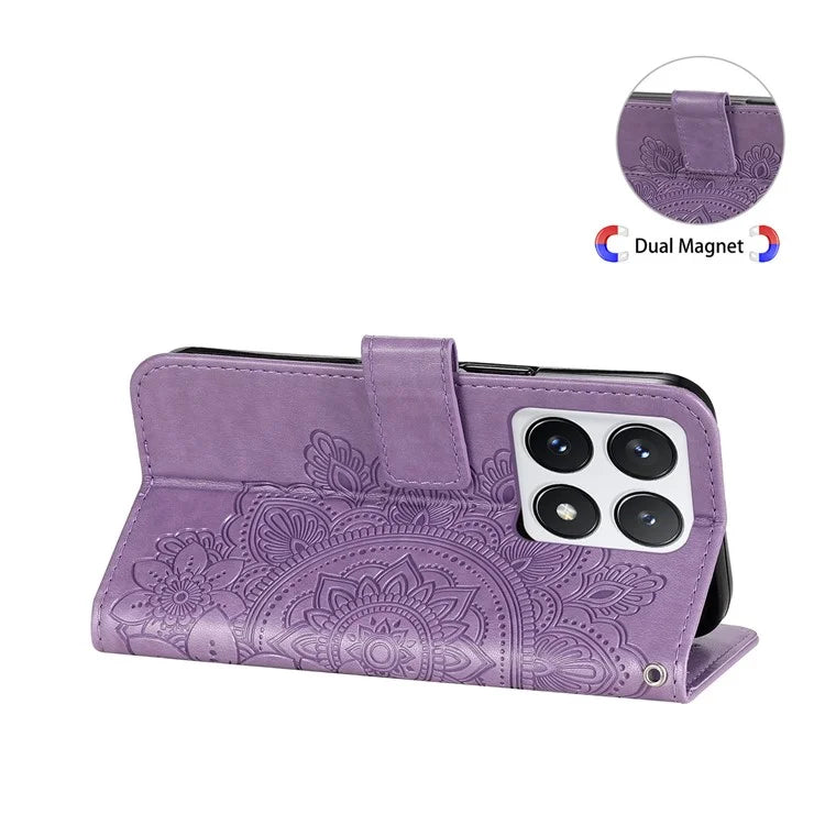 For Xiaomi 14T Pro Case PU Leather Wallet Floral Phone Cover Stand View