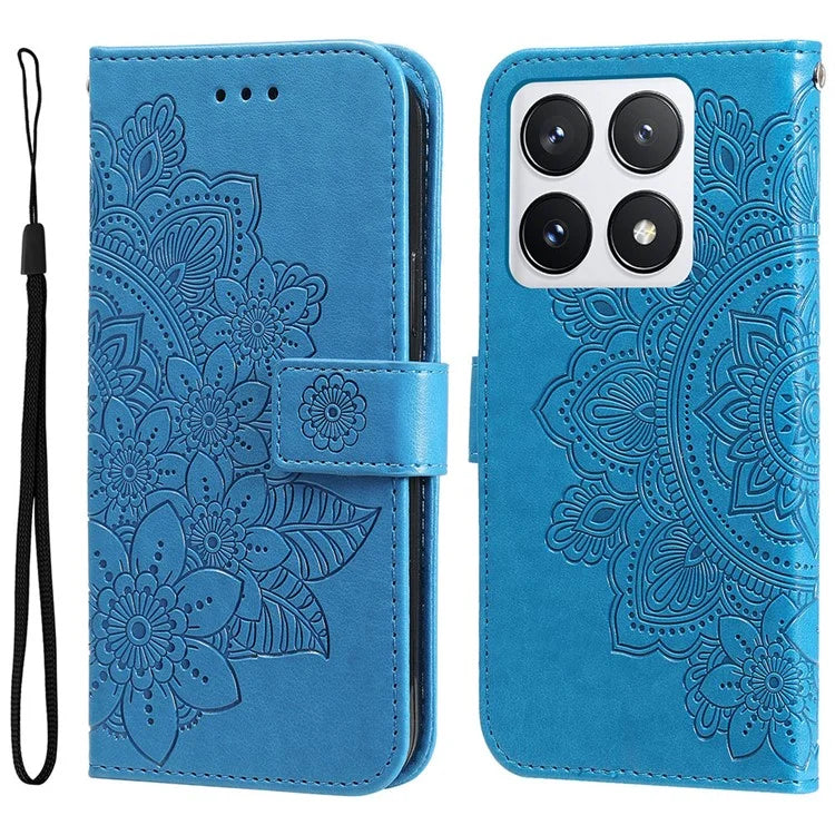 For Xiaomi 14T Pro Case PU Leather Wallet Floral Phone Cover Stand View