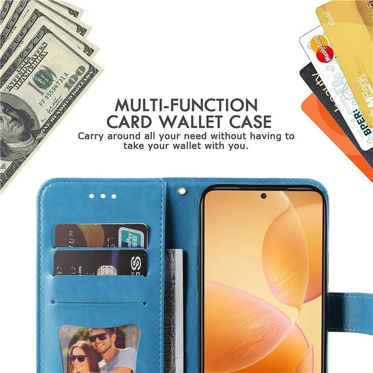 For Xiaomi 14T Pro Case PU Leather Wallet Floral Phone Cover Stand View