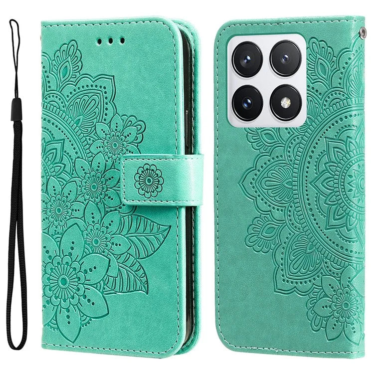 For Xiaomi 14T Pro Case PU Leather Wallet Floral Phone Cover Stand View