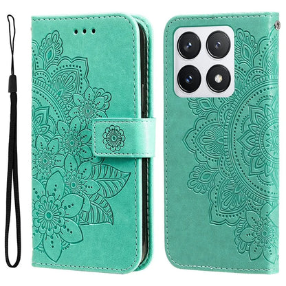 For Xiaomi 14T Pro Case PU Leather Wallet Floral Phone Cover Stand View