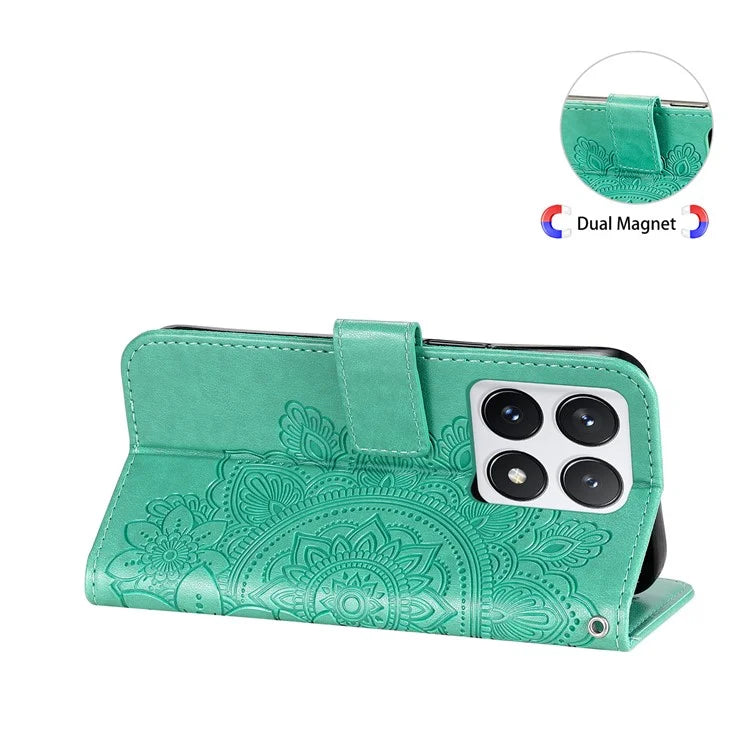 For Xiaomi 14T Pro Case PU Leather Wallet Floral Phone Cover Stand View