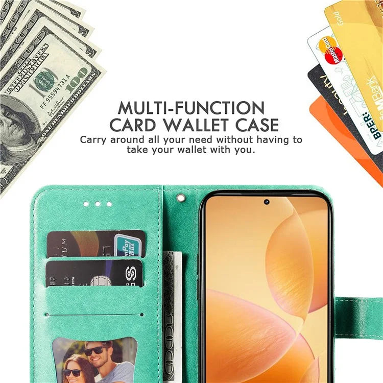 For Xiaomi 14T Pro Case PU Leather Wallet Floral Phone Cover Stand View