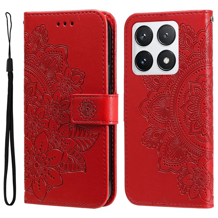 For Xiaomi 14T Pro Case PU Leather Wallet Floral Phone Cover Stand View